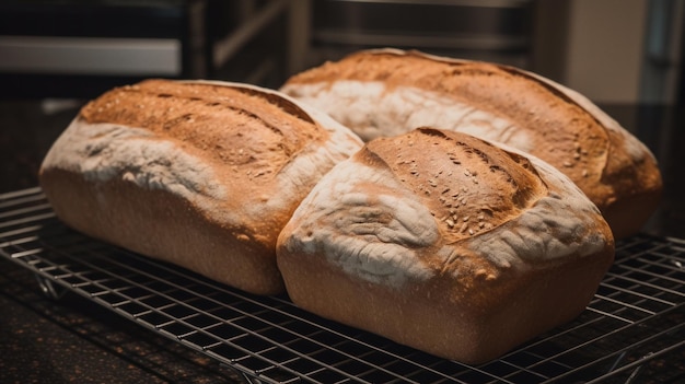 Frisch gebackenes Weizenbrot AI generativ