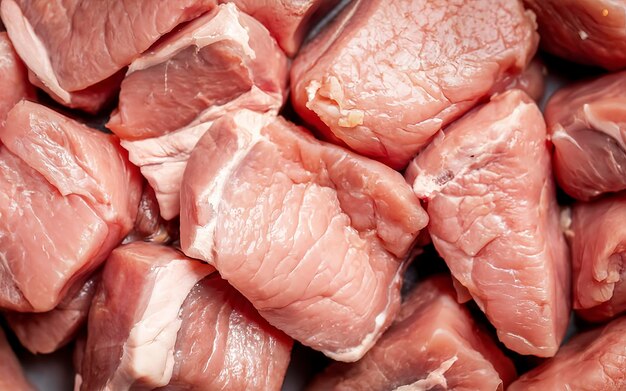 Frisch gehacktes rohes Schweinefleisch Makro-Hintergrund