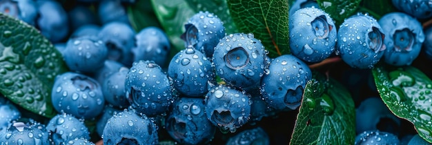 Frisch gekühlte Blaubeeren in Nahaufnahme vor einem laufigen Hintergrund