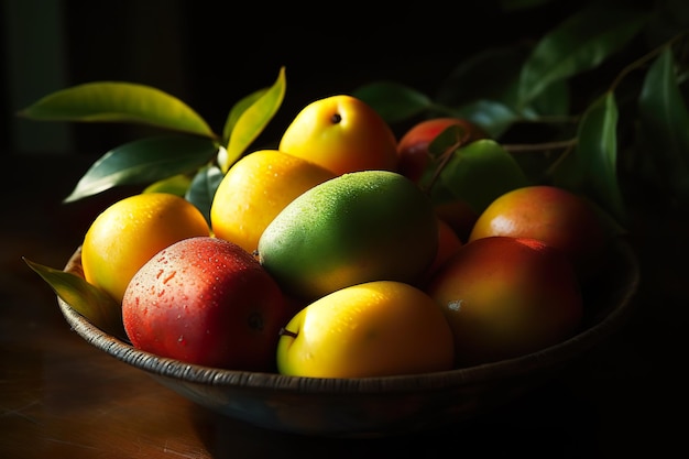 Frisch geschnittene Mangos in dunklen Tönen