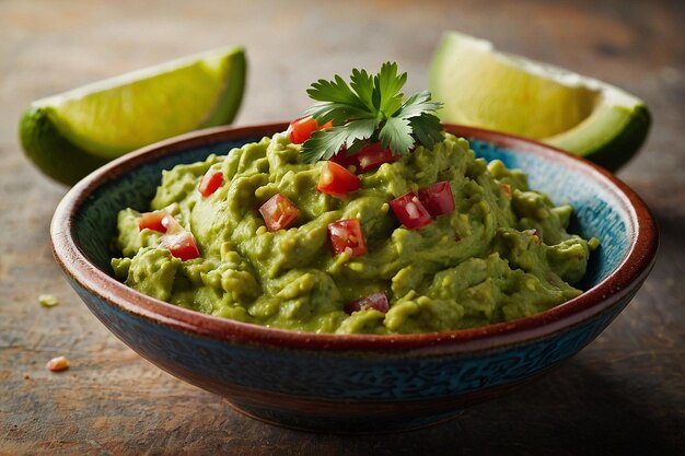 Foto frisch hergestellte guacamole-dip in traditi