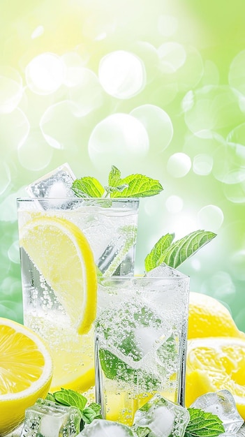 Foto frisch hergestellte limonaden-eiswürfel mit zitronenminze