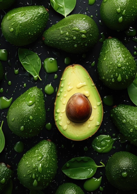 Frisch reife Avocado exotische gesunde Bio-Früchte Lebensmittelkonzept Generative Ai