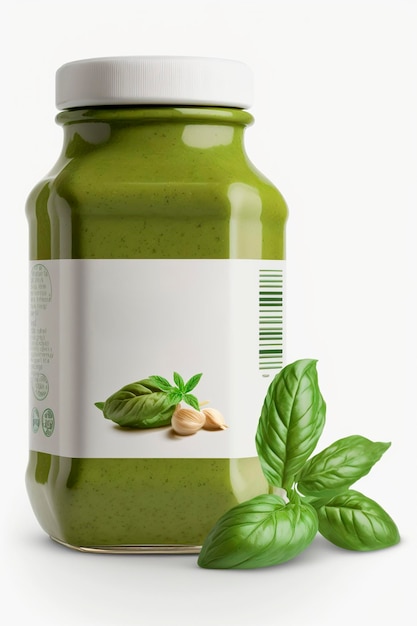 Frisch zubereitete italienische Pesto-Sauce isoliert auf weißem Hintergrund