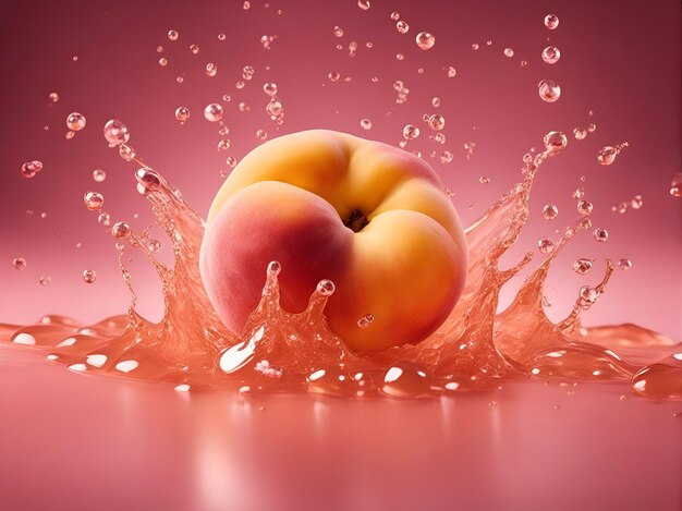 Frische Aprikosen in Wasser spritzen auf rosa Hintergrund 3D-Rendering