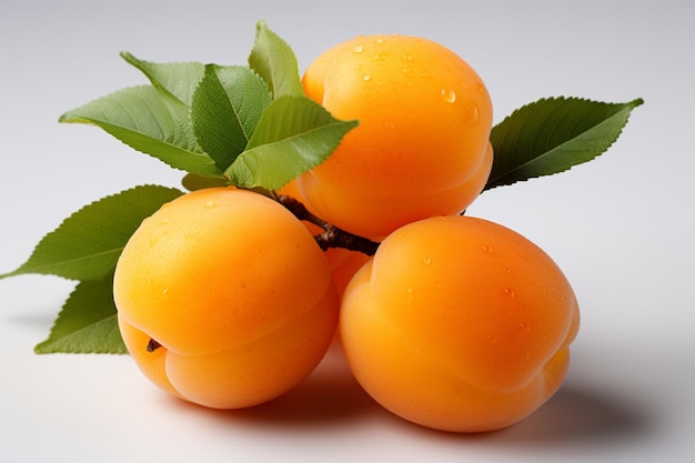 Frische Aprikosenfrüchte isoliert CloseUp-Studiofotografie