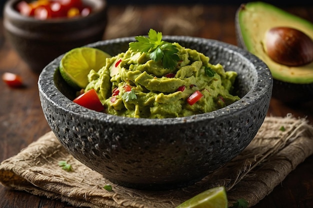 Frische Avocado-Guacamole in traditioneller mexikanischer Form