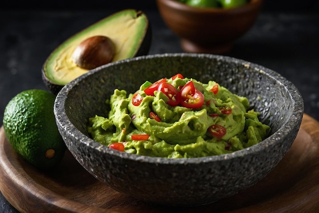 Frische Avocado-Guacamole in traditioneller mexikanischer Form