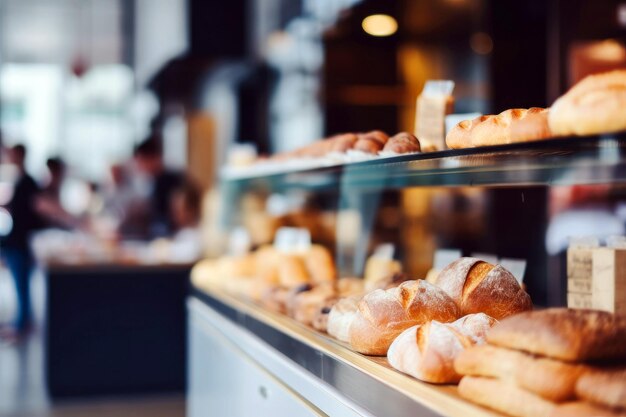 Frische Backwaren im Bäckerei-Ausstellungsregal