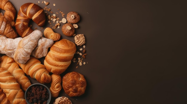 Frische Bäckerei auf minimalem Hintergrund