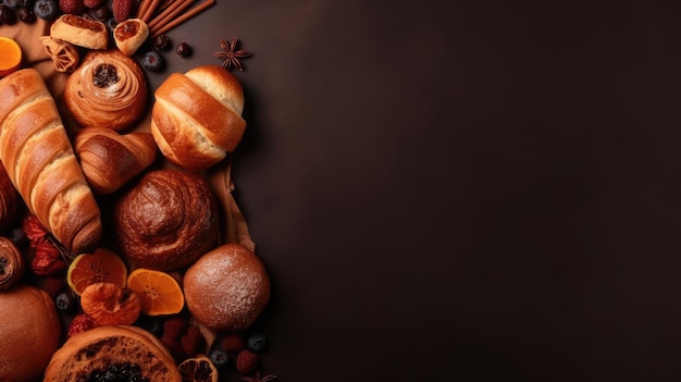 Frische Bäckerei auf minimalem Hintergrund