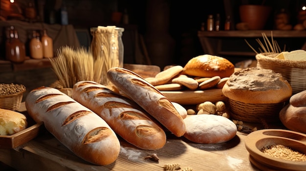 Frische Bäckereiprodukte und großes Mehl