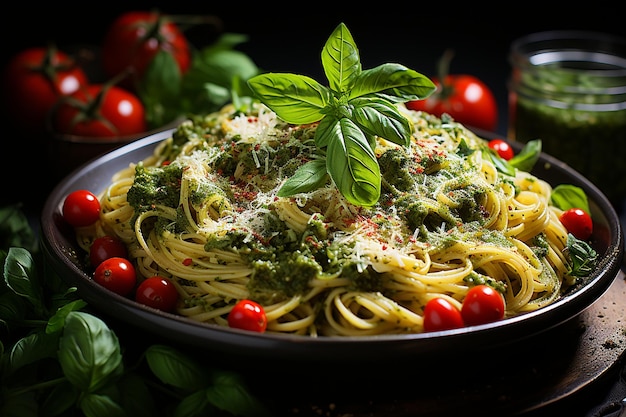 Frische Basilikum- und Walnusspesto-Pasta