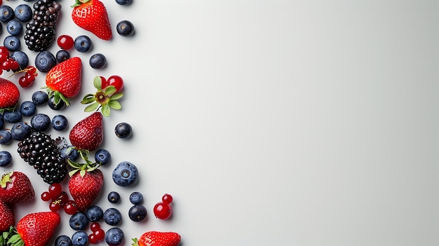 Frische Beeren auf einem leeren Banner-Mockup-Hintergrund