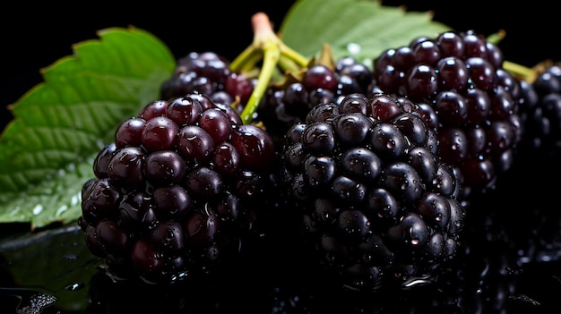 Foto frische beeren mit grünen blättern