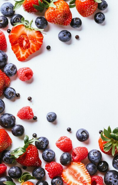 Frische Beeren und Erdbeeren auf weißem Hintergrund