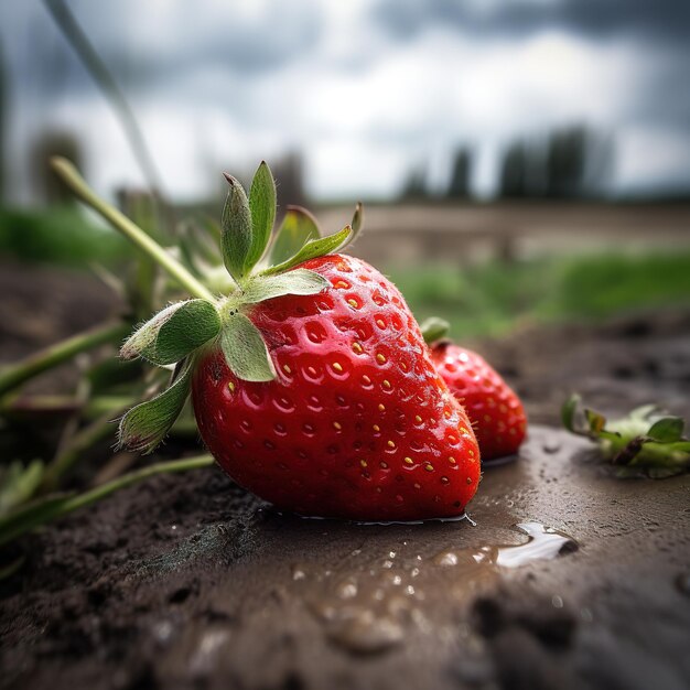 Foto frische bio-erdbeeren