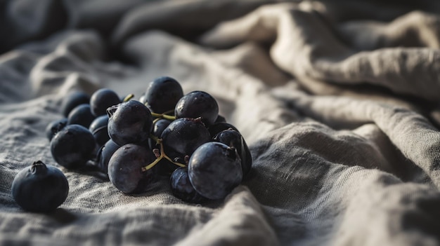 Frische Blaubeeren auf Stoff im rustikalen Stil