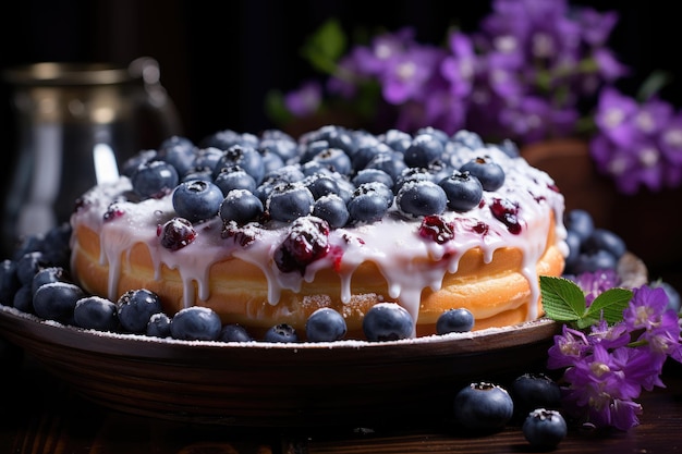 Frische Blaubeeren im Korb generativ IA