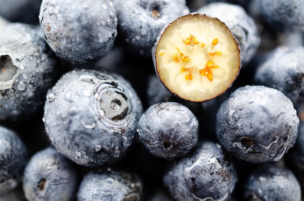 Frische Blaubeeren mit Wassertropfen