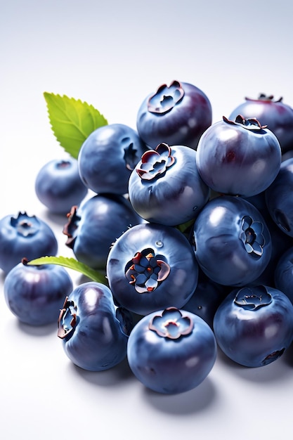 Foto frische blaubeerfrüchte auf weißem papierhintergrund