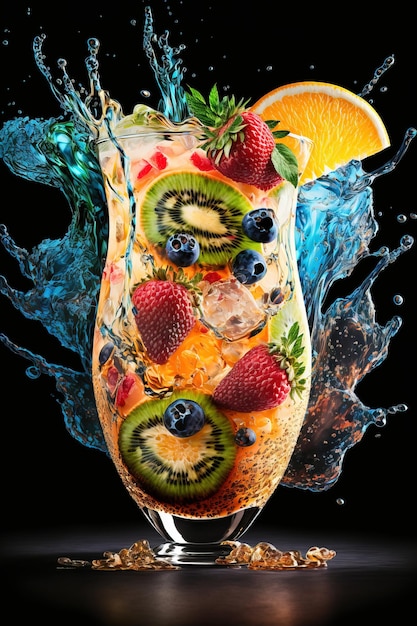 Frische Cocktails mit Früchten und tropische Saftgetränke generative KI