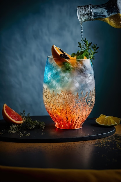 Frische Cocktails mit Früchten und tropische Saftgetränke generative KI