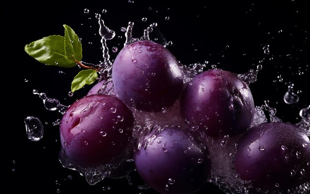 Frische Damson Plum und ein Spritzer Wasser