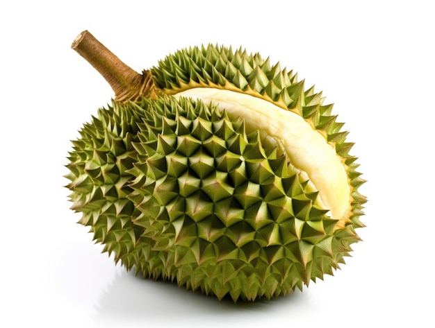 Frische Durianfrucht auf weißem Hintergrund