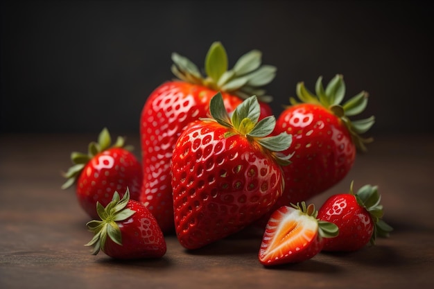 Frische Erdbeeren auf einem einfarbigen Hintergrund