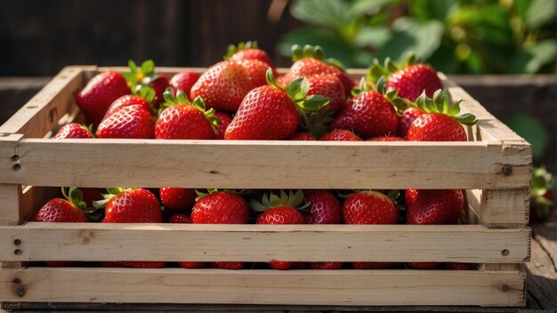 Frische Erdbeeren in einer Holzkiste