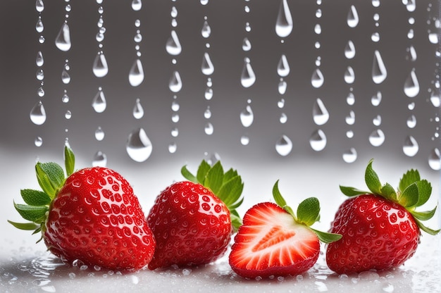 Foto frische erdbeeren mit wassertropfen