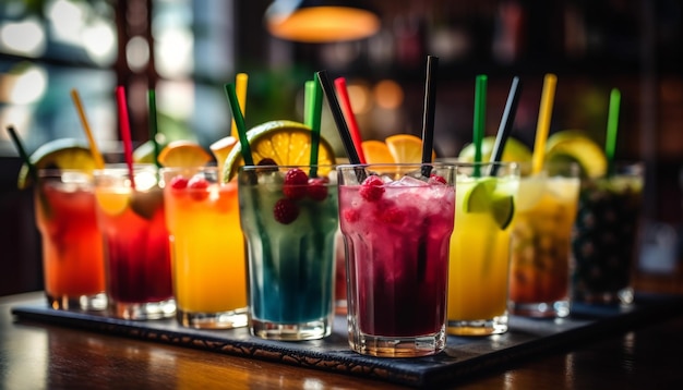 Frische Fruchtcocktails auf dem Tisch im Nachtclub, generiert durch KI