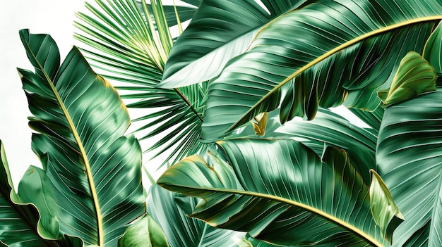 Frische grüne Palmblätter auf weißem Hintergrund Sommerpflanzen Objekt Helles, üppiges tropisches Grün Dschungel