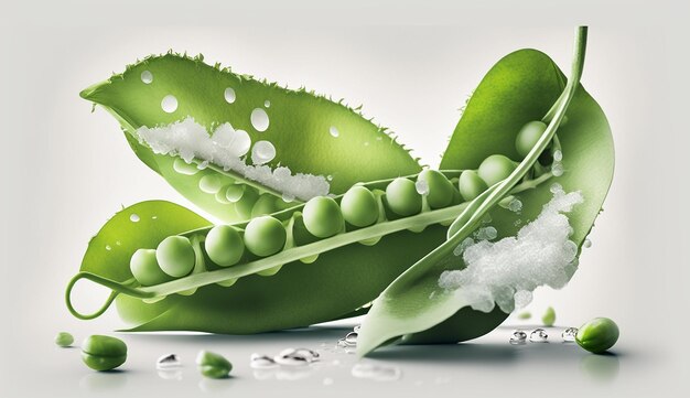 Frische grüne Zuckerschoten, Gemüse, weißer Hintergrund, AI-generiertes Bild