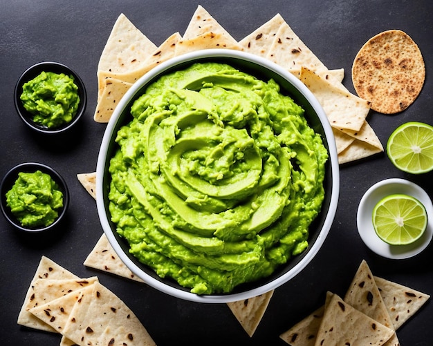 frische Guacamole mit Tortilla-Chips