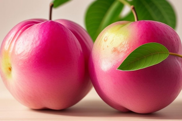 Frische Guava mit grünem Blatt auf dem Baum