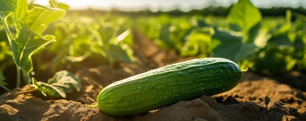 Frische Gurken auf dem Feld Anbau von Gemüse Generative KI