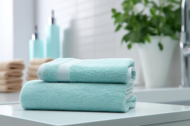 Frische Handtücher in einem modernen Badezimmer
