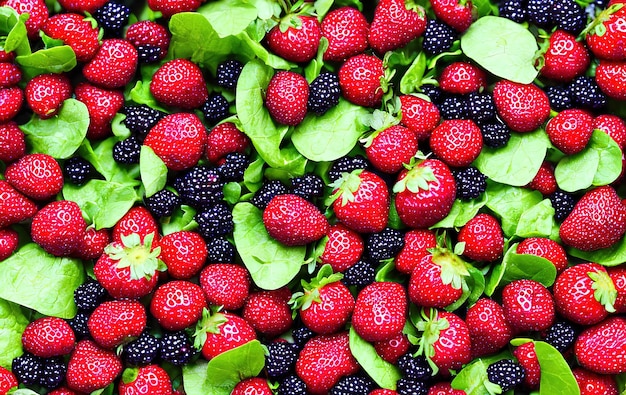 Frische Heidelbeeren und Erdbeeren