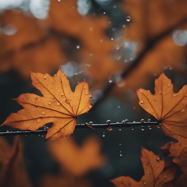 Frische Herbstblätter mit einigen Wassertropfen