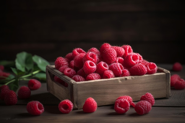 Frische Himbeeren auf altem Holztisch