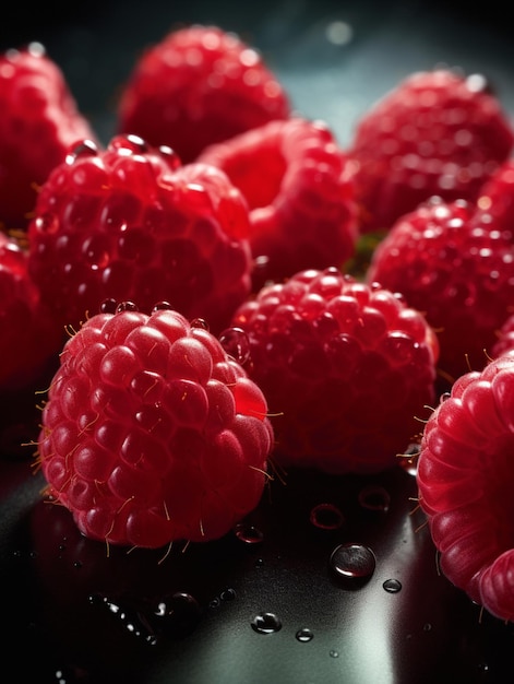 Frische Himbeeren mit Wassertropfen