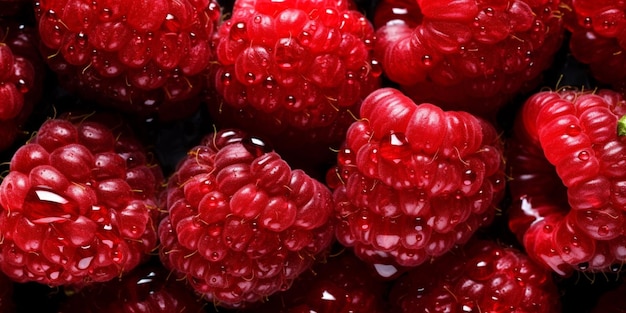 Frische Himbeeren mit Wassertropfen