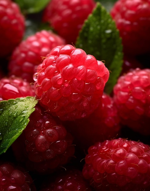 Frische Himbeeren mit Wassertropfen