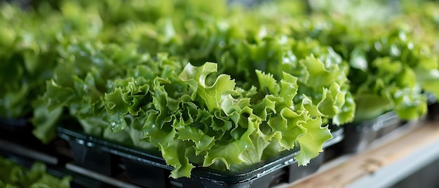 Frische hydroponische Salaternte Lebendiges Grün-Konzept Hydroponische Gartenarbeit Salatrenernte Frische Produkte Lebendige Grün-Nachhaltige Landwirtschaft