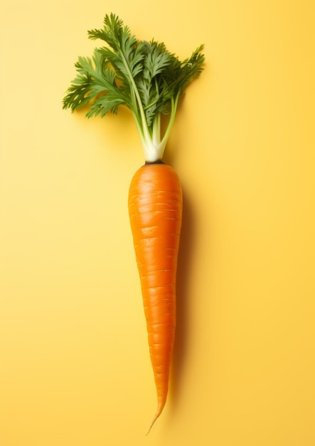 Frische Karotten auf einem gelben Hintergrund Generative KI