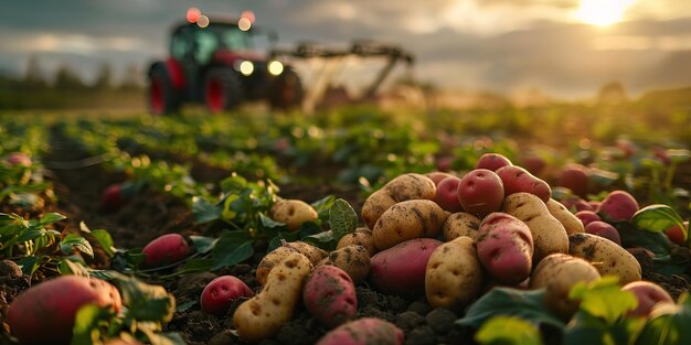 Frische Kartoffeln, die natürlich und ökologisch auf dem Gelände geerntet wurden