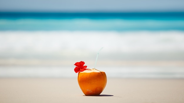 Frische Kokosnuss am Strand