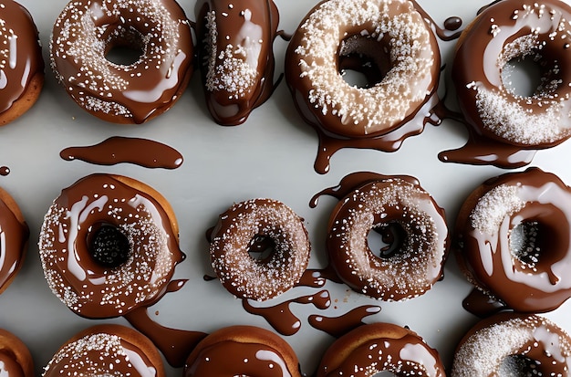 frische leckere Donuts mit Schokoladenglasur